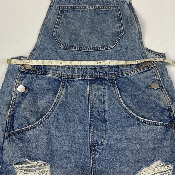 COTTON ON Blue Wash Demin Overalls Shorts Size 10 - Picture 9 of 13
